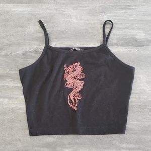 Black Red Dragon SHEIN Cropped Tank